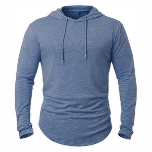 Premium Heathered Blue Sun-Protection <b>Hoodie</b> <b>Thin</b> Layer Training Top custom size and design - Product Image 1