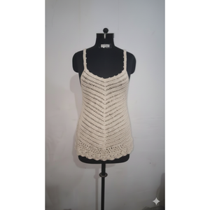 Camisola Larga de Punto de Ganchillo para Mujer, Sin Mangas, Transpirable, Ligera, Ropa de Calle de Verano, Camiseta sin Mangas Informal, Ropa de Moda - Product Image 1