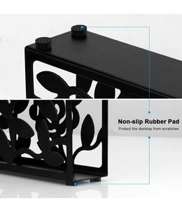 ที่ใส่กระดาษเช็ดปากและกระดาษเช็ดปากทำจากโลหะสีดำทนทานสำหรับตกแต่งที่ใส่กระดาษเช็ดปากขวดทำจากไม้ที่เก็บของในครัว - Product Image 2