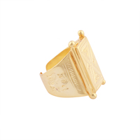Anillo de fundición liso para caballeros de diseño pesado, joyería de tendencia chapada en oro de latón sólido, anillo ajustable hecho a mano, regalo para él
