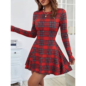 Robe courte en modal à col ras du cou et manches longues pour femme, 38618 - Motif imprimé - Product Image 2
