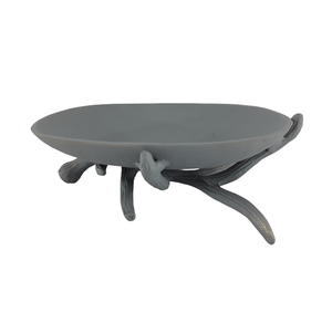 Bol ovale de luxe en aluminium nickel brut au design attrayant avec support fait à la main personnalisé en gros en vrac - Product Image 2