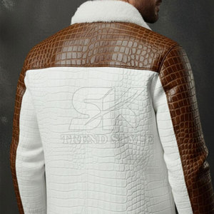 Chaqueta de Cuero con Estampado de Cocodrilo para Hombre de Alta Calidad, Prenda Exterior de Cuero con Diseño Moderno y Elegante, Chaqueta de Cuero con Textura de Cocodrilo para Hombre - Product Image 3