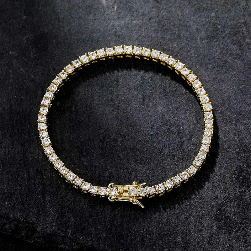 Stijlvolle Luxe Lab Gegroeide Diamanten Sieraden 14K Massief Geel Goud Ronde Briljant Gesneden Dames Tennisarmband Voor Huwelijkscadeau