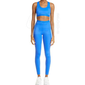 2024 femmes haute qualité respirant Yoga ensemble Logo personnalisé impression solide motif élastique taille fermeture sport Fitness - Product Image 1