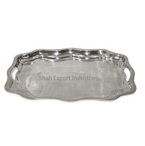 Plateau de service rectangulaire en métal fini argent plateau de service à thé et café pour ustensiles de cuisine et fournitures de restaurant à la maison - Product Image 4