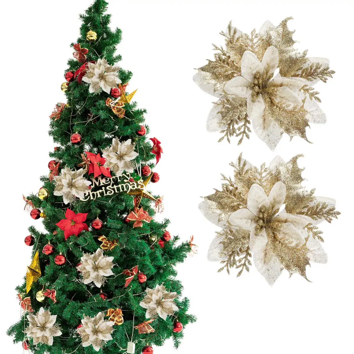 Grosir murah persediaan Natal buatan bunga alam dihiasi dekorasi Natal