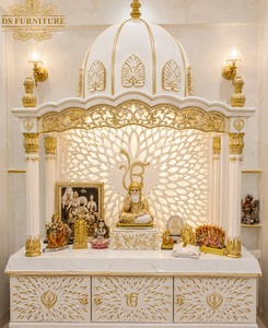 Templo Sikh de Madera de Teca Hecho a Mano y Personalizable, con Acabado Dorado Premium y Tradicional, para Sala de Pooja, Mandir de Gran Tamaño con Domo - Product Image 3