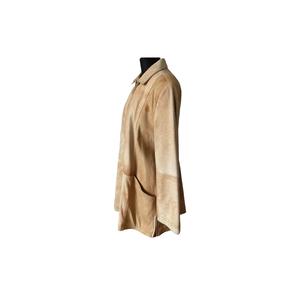 Giacca lunga da donna in vera pelle di agnello Color sabbia