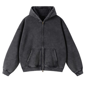Fabricants professionnels de sweats à capuche zippés pour hommes, style streetwear, sweats à capuche zippés délavés à l'acide, personnalisés - Product Image 1