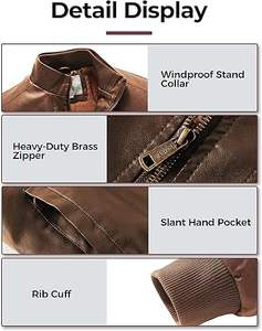 Chaqueta de Cuero Vacuno para Hombre, con Cuello Alto y Logotipo Frontal, Transpirable, de Secado Rápido, Ecológica, para Invierno - Product Image 5