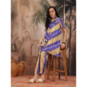 Kurta de chifón azul estampado para mujer con palazzos para primavera/verano - Product Image 2