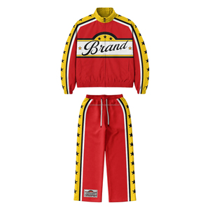 Ensemble de survêtement coupe-vent zippé ample sur mesure pour hommes, grande taille, avec pantalon de jogging évasé en nylon et survêtement cargo en polyester pour hommes - Product Image 4