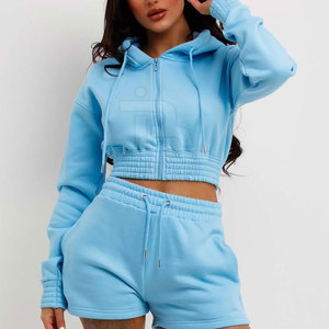 A prueba de viento de algodón hecho sudor traje logotipo personalizado tallas grandes mujeres recortadas sudor traje estilo único sudor traje - Product Image 2