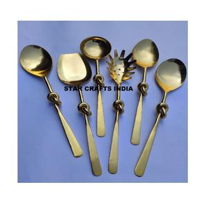 Ensemble de couverts en acier inoxydable plaqué argent avec ensemble de couverts modernes noués au milieu d'aspect or royal unique Style américain - Product Image 1