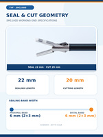 YYF SM1100D Scelleuse vasculaire laparoscopique vétérinaire détachable 10 mm, tige longue 37 cm, à mâchoires droites, réutilisable, forceps de scellage et de coupe