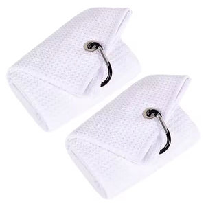 Serviette de golf gaufrée douce et sans peluches de qualité supérieure avec un crochet en aluminium robuste pour les joueurs professionnels - Product Image 1