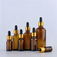Bouteilles compte-gouttes en verre ambré de 5 ml à 120 ml en gros, emballage personnalisé résistant aux UV pour huiles essentielles et sérums avec plusieurs couvercles