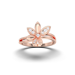 Anillo Floral informal de diamantes redondos de moissanita de 0,10 quilates, conjunto de pavé en plata para regalo de ella, con diamantes de moissanita de quilates - Product Image 2