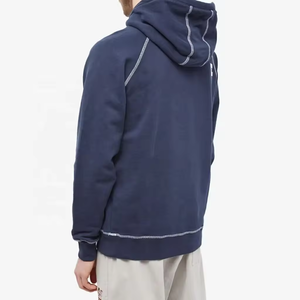 Sweat à capuche en coton doux pour homme, manches raglan, surpiqûres contrastées personnalisées, sweat à capuche pour homme grande taille avec cordon - Product Image 5