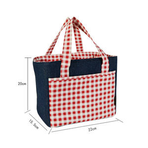 Customized Double Sided Women's Eco Friendly Shopping <b>Bag</b> Plaid Canvas Handbag Black <b>Tote</b> <b>Bag</b> - Product Image 3