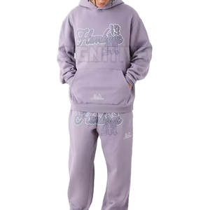 Conjuntos de gimnasio de invierno para hombre con logotipo personalizable talla XXL 100% algodón poliéster transpirable secado rápido Puff estampado de talla grande chándal - Product Image 1