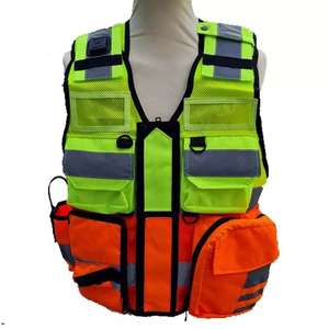 Chaleco DE SEGURIDAD reflectante de alta visibilidad con cremallera y múltiples bolsillos, ropa de trabajo de malla transpirable para construcción y tráfico - Product Image 1