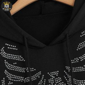 Sudadera con capucha informal de invierno para hombre, 100% de algodón personalizado de alta calidad con diamantes de imitación, sudaderas con capucha para hombre - Product Image 4
