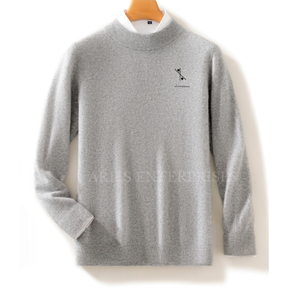 Jersey de punto informal clásico para hombre, suéter transpirable de manga larga con mezcla de lana, logotipo frontal de tela para Otoño Invierno - Product Image 4
