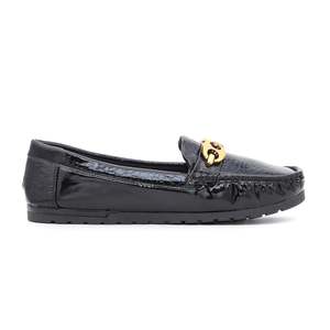 Mocassin Noir Chunky Chaussures LWN416 - Product Image 2