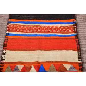 Turkish 2.5x9 ft <b>Rug</b>, <b>Runner</b> Vintage <b>Rug</b>, Orange Blue Polka dot <b>Rug</b> - Product Image 3