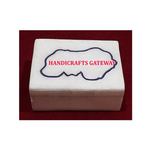 Belle boîte à bijoux durable en incrustation de marbre blanc simple faite à la main personnalisable en forme de rectangle naturel de qualité unique poli - Product Image 1