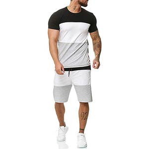 Ensemble de short de jogging et de t-shirt en coton d'été de haute qualité pour hommes, tenue décontractée respirante avec logo personnalisé de 2 pièces - Product Image 1