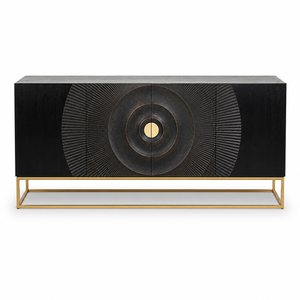 Eclipse Modern Black Solid Wood <b>Sideboard</b> Cabinet Gold Metal Frame Luxury <b>Storage</b> Buffet for Living Room Hotel 5 Ft+ <b>Storage</b> - Product Image 1