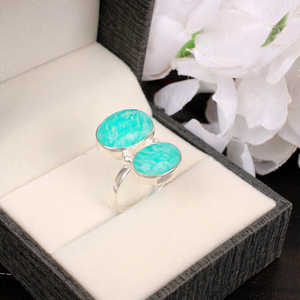 Anillo de diseño de plata esterlina 92,5 de alta calidad al por mayor amazonita natural turquesa piedra preciosa 8mm Altura azul amatista verde VVS IGI - Product Image 3