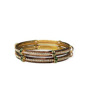 <b>Gold</b> Plated Geometric Trendy Pearl <b>Bangles</b> <b>Set</b> Heavy Look for Women's Anniversary & Wedding Wear at Wholesale Price - Product Image 2