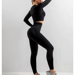 Nouvelle couleur femmes léger ensemble de gymnastique 2 pièces costume de sport pour courir entraînement Fitness entraînement Yoga motif solide taille avant - Product Image 3
