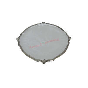 Plateau de service rond en bois blanc de haute qualité avec poignées en métal personnalisables avec illustration de branche-pour le service - Product Image 6