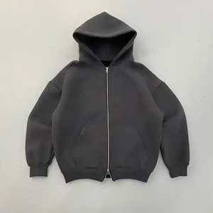 Personnalisé poids lourd coton goutte épaule Vintage lavé hommes 500 Gsm Boxy sweat à capuche zippé recadrée Boxy Double sweats à capuche zippés - Product Image 1