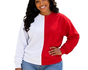 Sweat-shirt à col rond bicolore personnalisé, respirant, pull à deux couleurs - Product Image 4