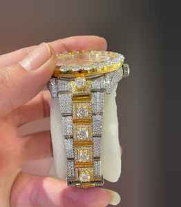 Customized Luxury Iced Out VVS Moissanite Diamond Two Tone Stainless Steel Automatic Hip Hop <b>Watch</b> Limited Edition - Product Image 3