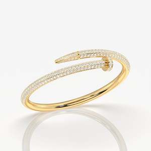 Elegant 14K Gold <b>Bracelet</b> with Simple Round Cut Lab Grown Diamond Diamond <b>Bangles</b> & <b>Bracelets</b> Product Category - Product Image 2