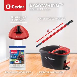 ไม้ถูพื้นไมโครไฟเบอร์แบบหมุน O-Cedar Easywring พร้อมถังและชุดทำความสะอาดพื้น พร้อมรีฟิลเพิ่มได้ 4 ชิ้น - Product Image 3
