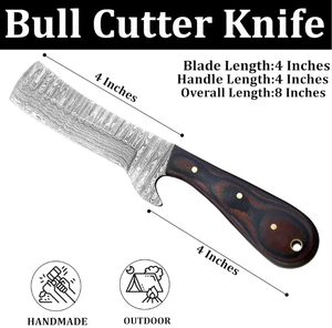 Handmade Damascus Steel Bull <b>Cutter</b> Hunting Knife Pakka Wood Handle Ambidextrous Design Modern Style PRESTIGE BLADES Kitchen - Product Image 4