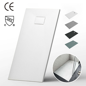 Receveur de <span class=keywords><strong>douche</strong></span> rectangulaire européen en <span class=keywords><strong>résine</strong></span> blanche, taille personnalisée, avec drain central, pour salle de bain - Product Image 1