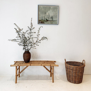 ม้านั่งไม้ไผ่นั่งยาวสำหรับนั่งรอหรือชั้นวางอเนกประสงค์ในร่ม - Product Image 3