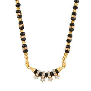 Kriaa 1500635 White Austrian Gold-Plated Mangalsutra <b>Fine</b> <b>Beaded</b> <b>Bracelet</b> - Product Image 1