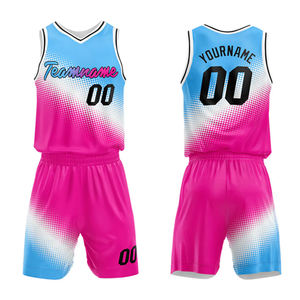 Uniformes de Baloncesto Sublimados Personalizados al por Mayor, Conjuntos Transpirables de Secado Rápido, Camisetas con Cuello en V 100% Poliéster, Unisex para Adultos, Tallas Grandes - Product Image 1