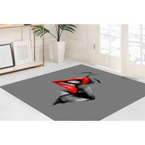 Tapis imprimé Kiss Sketch - Cadeau pour couple, lèvres sexy, design nu, décoration de chambre, tapis doux non tissé - Product Image 2