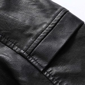 Blouson bombardier moto en faux cuir pour hommes, col montant, polaire, coupe-vent, léger, manteaux de course, vêtements d'extérieur, rouge - Product Image 2